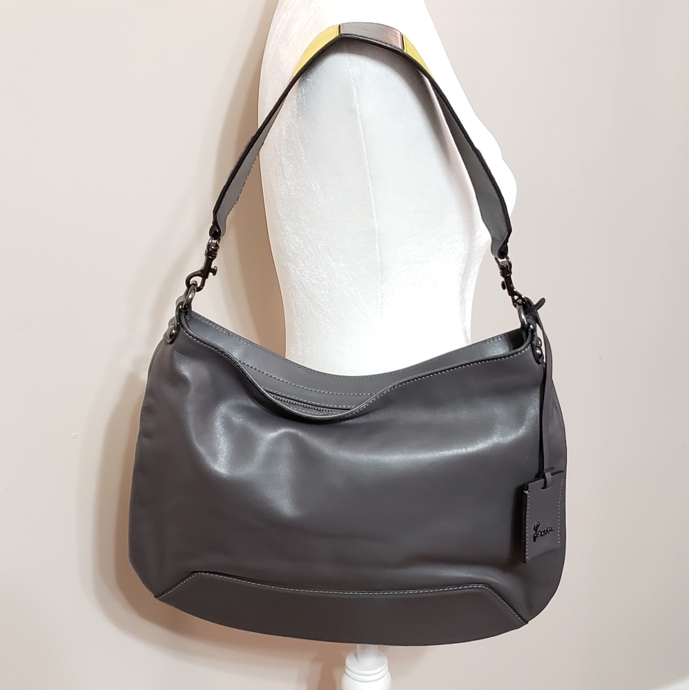 Lacucci grey Italian leather satchel bag - Picture 4 of 8